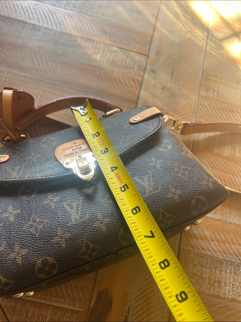 Louis Vuitton Monogram Top Handle Satchel in Brown with Natural Trim - Picture 9 of 10